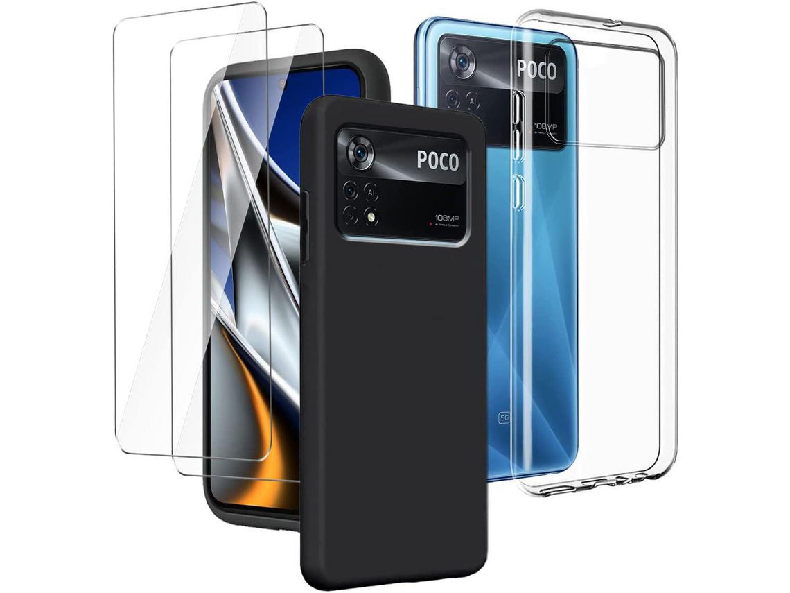 Kit Capa para Xiaomi Poco X4 Pro 5G 6.67 HONGWE. Preto+Transparente