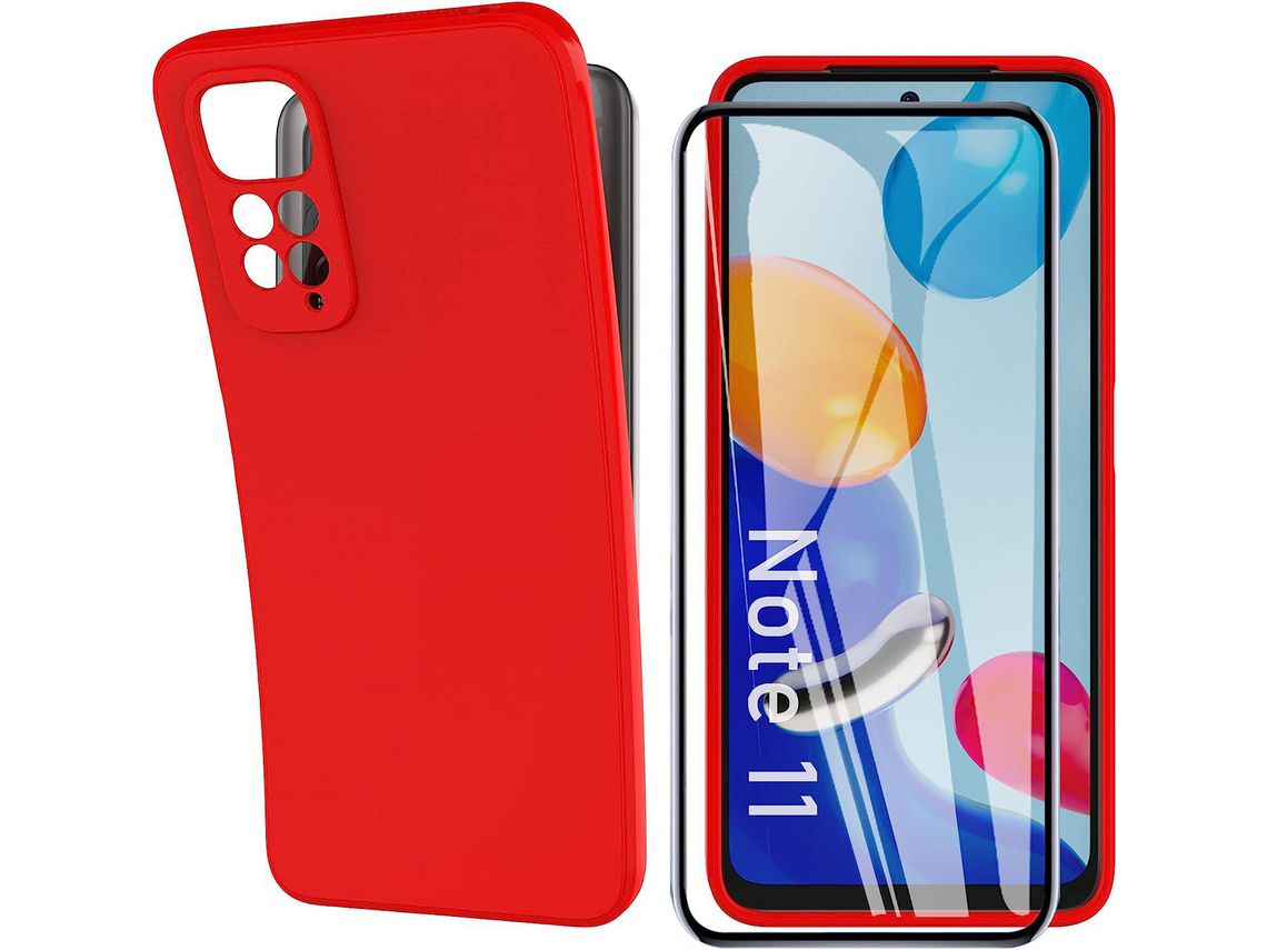 Kit Capa para Xiaomi Redmi Note 11 4G HONGWE Vermelho