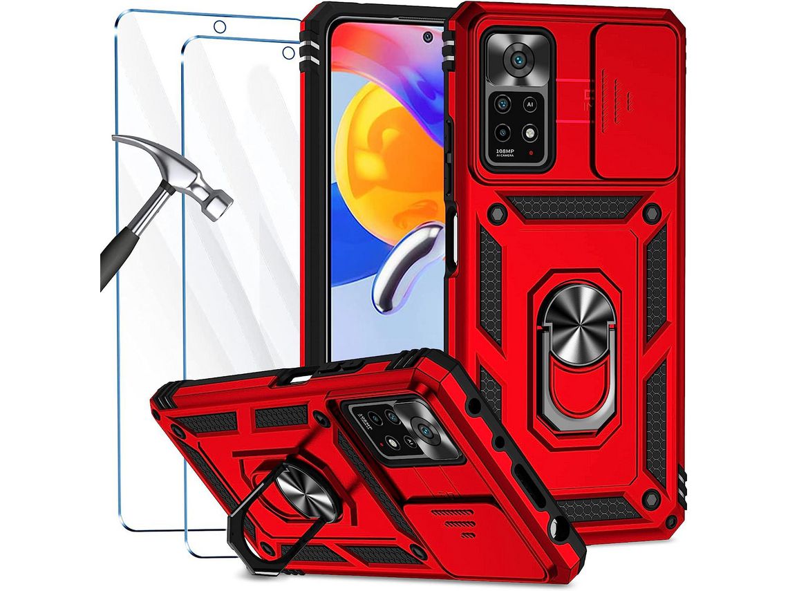 Kit Capa para Xiaomi Redmi Note 11 Pro 4G/5G HONGWE. Vermelho