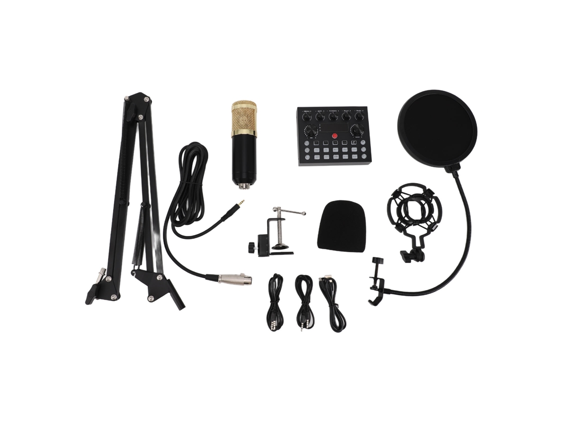 Kit De Equipamento Para Podcast Com Microfone Condensador E Placa De Som Para Transmissão Ao Vivo E Gravação