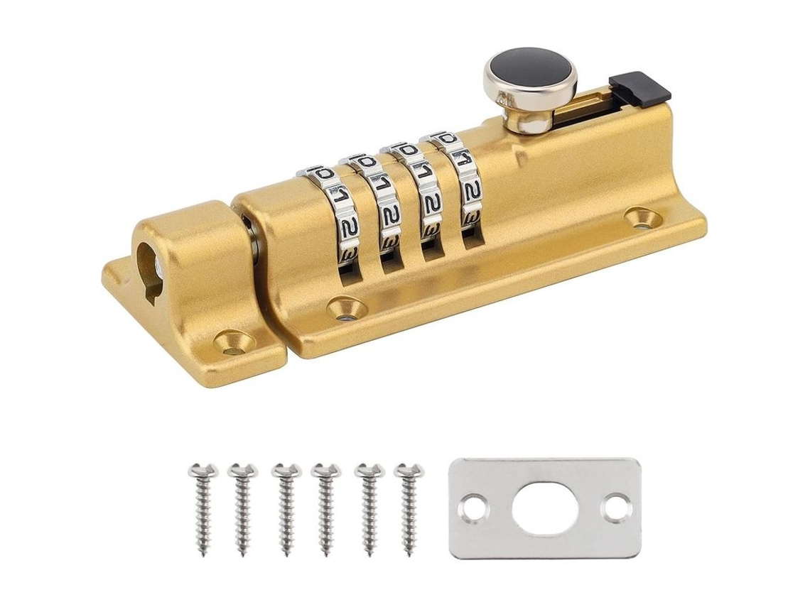 Fechadura Com Código, 4 Dígitos, Resistente À Água, Em Aço Inoxidável, Dourado - Elysve