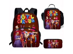 Conjunto De Três Peças De Mochila Escolar Com Motivos De Circo, Composto Por Mochila Escolar, Lancheira Térmica E Estojo, Padrão 1
