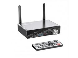 Receptor Bluetooth Conversor de Áudio Auxiliar 3,5Mm Fone de Ouvido Áudio U Disk Tf Card Player Digital para Simulador Preto