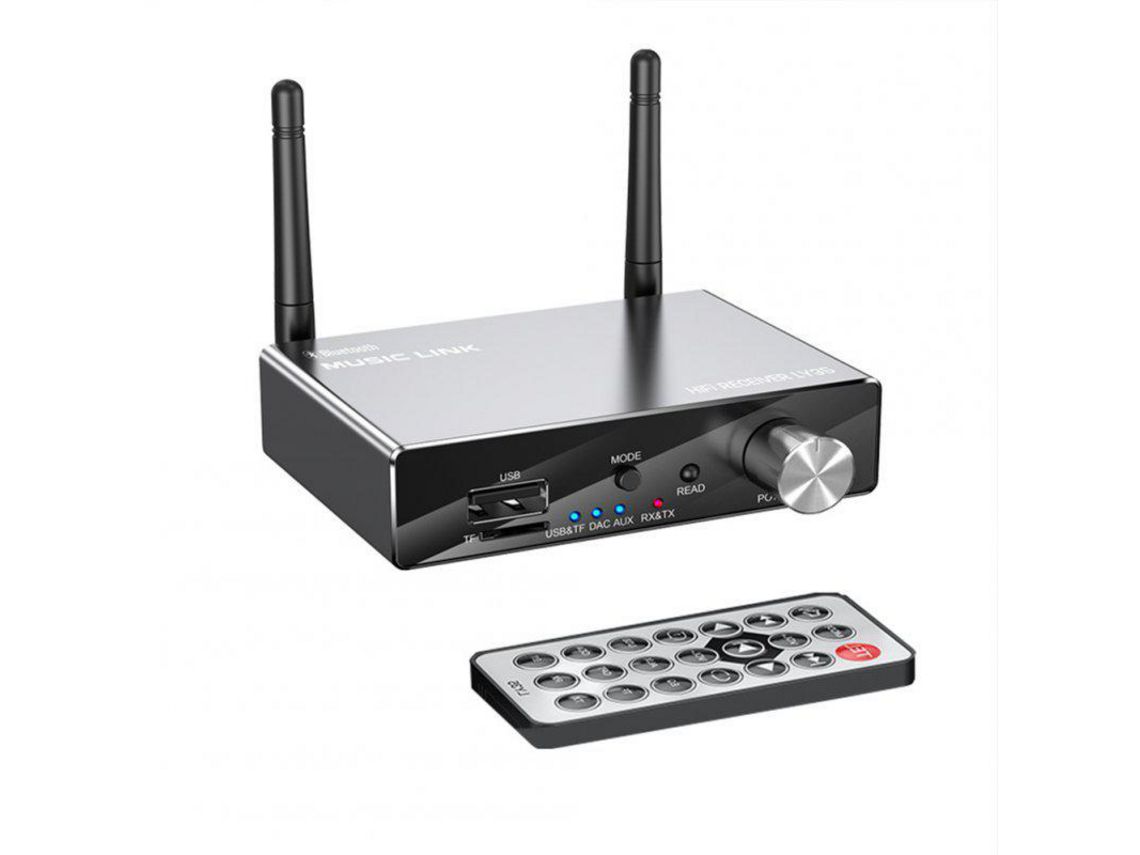 Receptor Bluetooth Conversor de Áudio Auxiliar 3,5Mm Fone de Ouvido Áudio U Disk Tf Card Player Digital para Simulador Preto