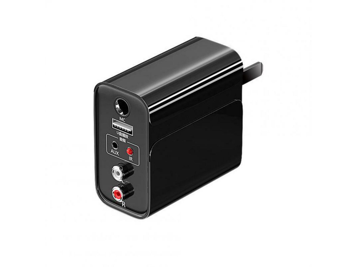 Receptor 2 em 1 Estéreo Compatível com Bluetooth Transmissor U Disk Player Rca/Aux Adaptador de Áudio Sem Fio T28 Preto