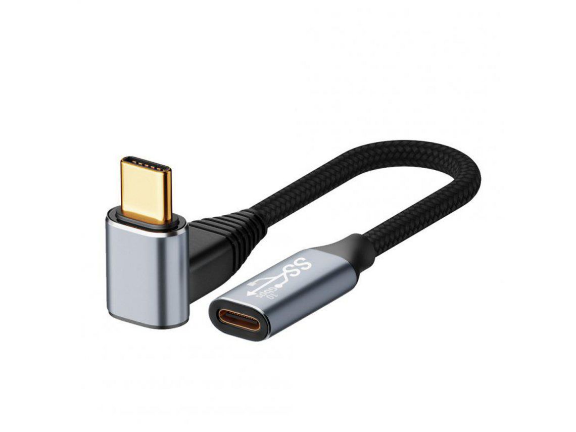 Cabo de Dados Gen2 Type-C para Type-C U0W Carregamento 3D Cotovelo Projeção Linha Compatível para Steam Deck Preto Gen2Gen2 C Fêmea para Macho 1,5M