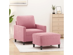 Vidaxl Poltrona Com Apoio De Pés 60 Cm Veludo Rosa