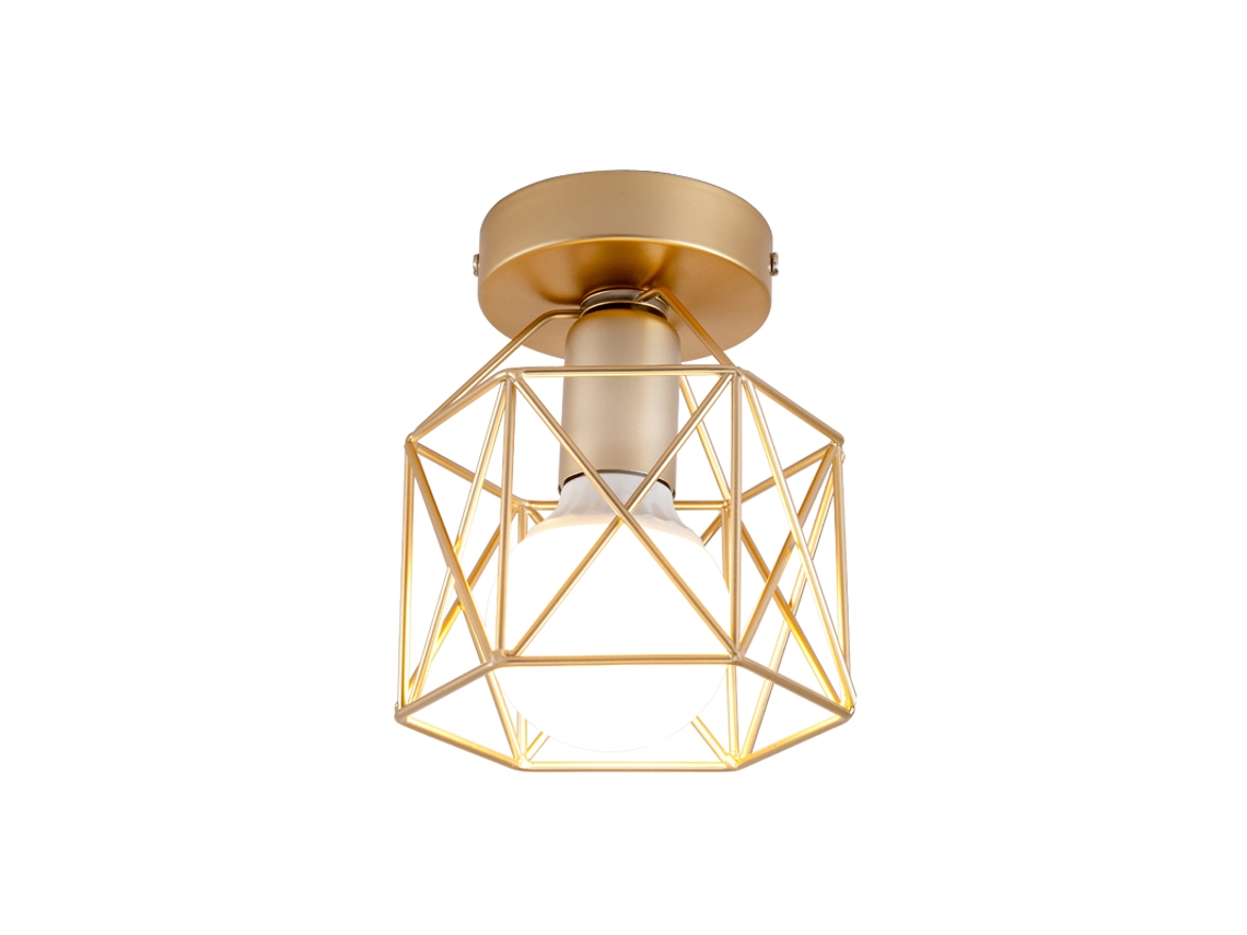 Luminária de Teto Minimalista em Estilo Nórdico, Dourada, Feita de Metal, com Luzes Led Embutidas. MDUG