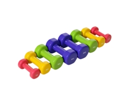 Set de 4 halteres hexagonais de aço e pu,20kg total,multicolorido