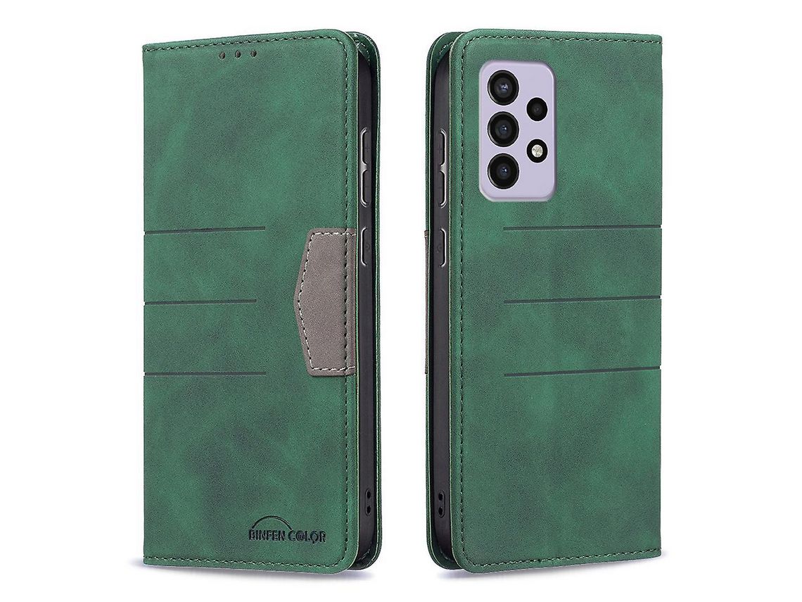Binfen Color Bf10 For Samsung Galaxy A33 5G Bi-Color Stylish Anti-Scratch Cover Wallet Stand Auto-Absorbed Cover Tpu Leather Mobile Phone Casegreen