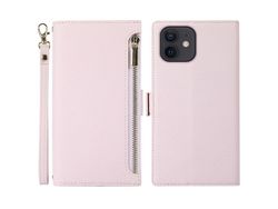 For Iphone 11 6.1 Inch Zipper Pocket Design Litchi Texture Phone Case Pu Leather Flip Cover Foldable Stand Wallet With Straplight Purple