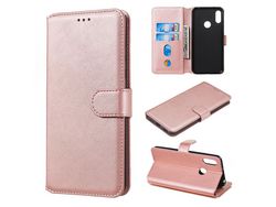 Classic Wallet Leather Stand Phone Protective Cover For Huawei Y6 2019 With Fingerprint Sensor / Honor 8A Brownrose Gold