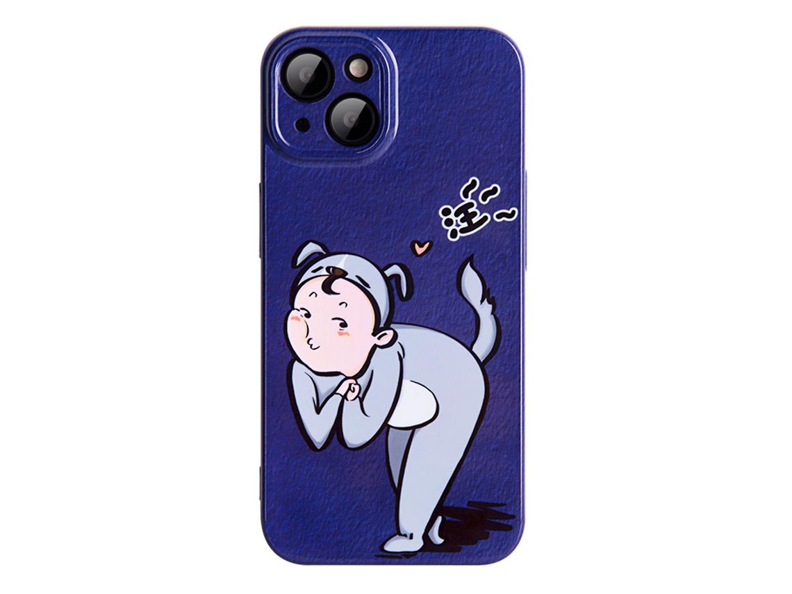 For Iphone 13 Mini 5.4 Inch Cartoon Cat Girl / Dog Boy Pattern Printing Couple Phone Cover Back Protector Hard Pc Casedog Boy