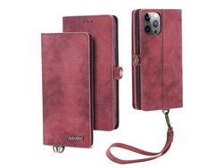Megshi 021 Series For Iphone 12 Pro Max 6.7 Inch Pu Leather Phone Stand Cover Magnetic Detachable Wallet Protective Casered