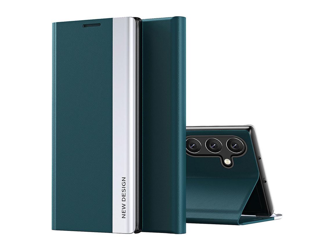 For Samsung Galaxy A54 5G Electroplating Pu Leather Phone Cover Stand Magnetic Closure Anti-Scratch Smartphone Casegreen