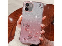 For Xiaomi Redmi A1 4G / A2 4G Tpu Phone Cover Flower Rhinestone Gradient Glitter Drop Protection Caserose Gold