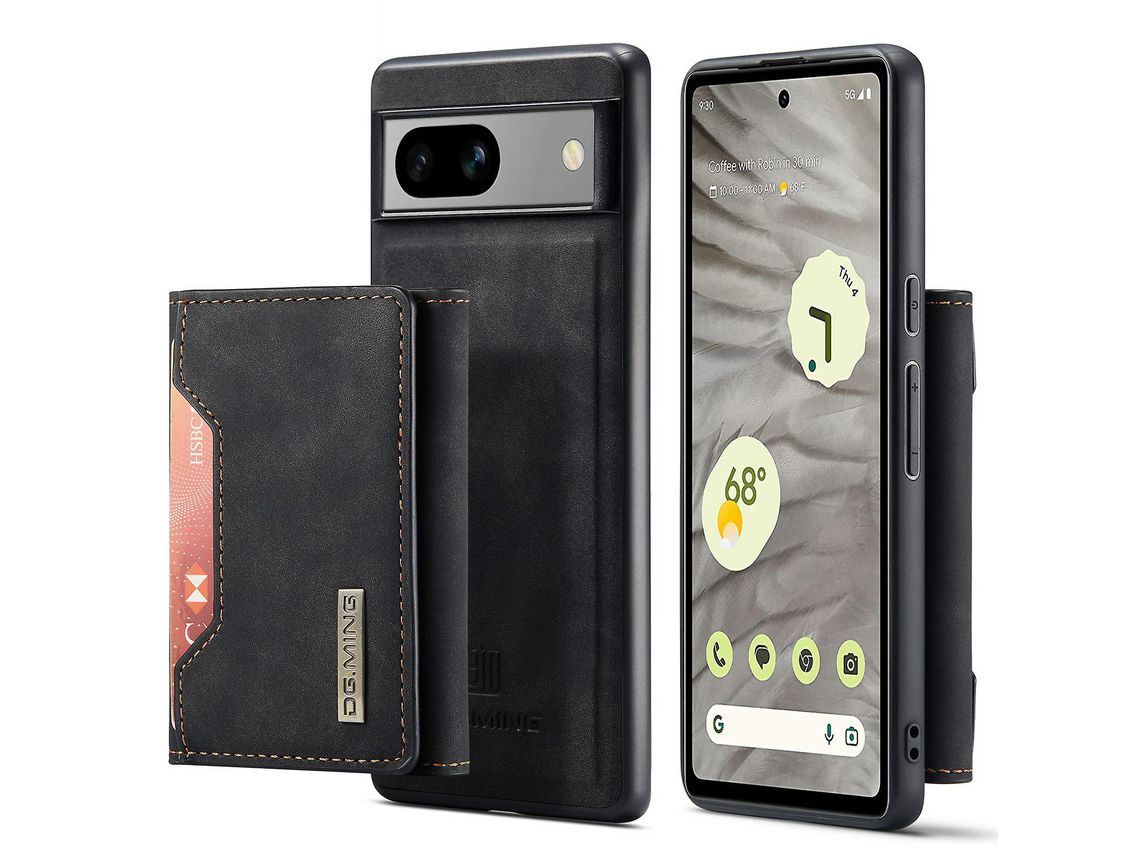 Dg.Ming M2 Series For Google Pixel 7A Detachable Back Cover Pu Leather Coated Pctpu Kickstand Wallet Phone Caseblack