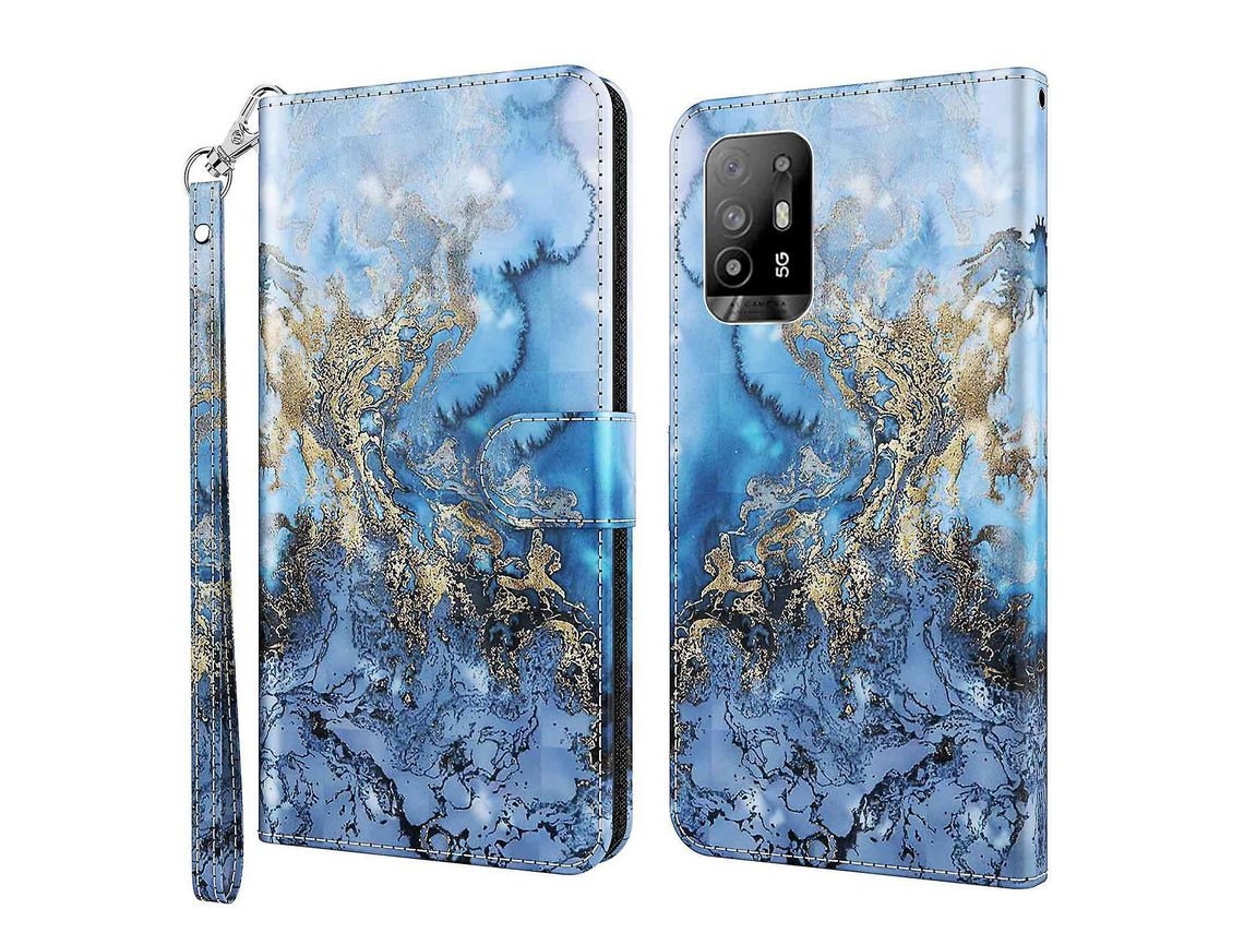 For Oppo A94 5G/A95 5G Pu Leather 3D Pattern Printing Phone Cover Wrist Strap Wallet Style Magnetic Buckle Viewing Stand Flip Casebauhinia Valley
