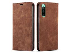 For Sony Xperia 10 Iv 5G Stand Wallet Phone Cover Magnetic Auto Closing Pu Leather Anti-Drop Casebrown
