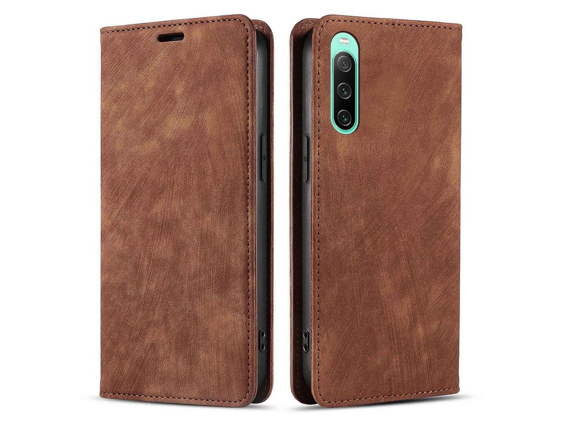 For Sony Xperia 10 Iv 5G Stand Wallet Phone Cover Magnetic Auto Closing Pu Leather Anti-Drop Casebrown
