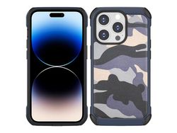 For Iphone 14 Pro Max 6.7 Inch Anti-Drop Camouflage Pattern Pu Leather Coated Phone Back Cover With Airbag Abspc Protective Caseblue