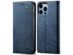 For Iphone 14 Pro Max 6.7 Inch Full Protection Phone Wallet Cover Stand Jeans Cloth Texture Magnetic Flip Leather Mobile Phone Case