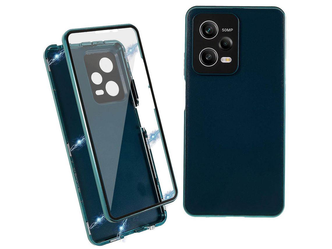 For Xiaomi Redmi Note 12 Pro 5G Tempered Glass Pu Leather Electroplating Phone Cover Magnetic Absorption Lock Full Coverage Casecyan