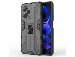 For Xiaomi Redmi Note 12 Pro 5G Soft Tpu Hard Pc Dual Layer Shock-Absorption Cover Kickstand Anti-Scratch Protective Phone Caseblack