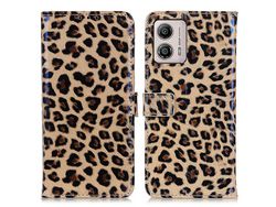 Full Protection Leather Phone Cover For Motorola Moto G53 5G / G13 4G / G23 4G Leopard Pattern Wallet Stand Folio Flip Phone Case
