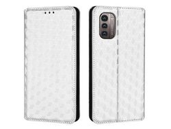 For Nokia G11/G21 Wallet Flip Phone Cover Imprinted Rhombus Pattern Phone Stand Anti-Scratch Pu Leather Protective Phone Casesilver