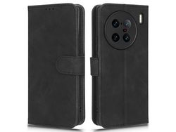 For Vivo X90 Pro 5G Cell Phone Cover Skin-Touch Feeling Wallet Stand Flip Anti-Scratch Pu Leathertpu Phone Caseblack