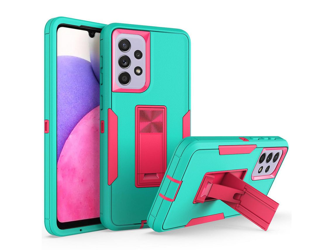 For Samsung Galaxy A33 5G Drop Proof Pc Tpu Hybrid Phone Cover With Integrated Kickstand Car Mount Metal Sheet Caseteal Rose
