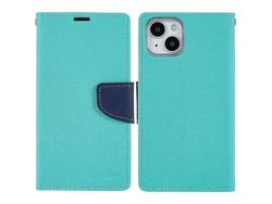 Mercury Goospery For Iphone 14 Plus Cell Phone Cover Anti-Scratch Wallet Stand Design Splicing Color Leather Phone Casebaby Blue