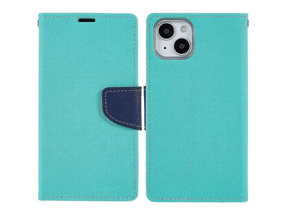 Mercury Goospery For Iphone 14 Plus Cell Phone Cover Anti-Scratch Wallet Stand Design Splicing Color Leather Phone Casebaby Blue