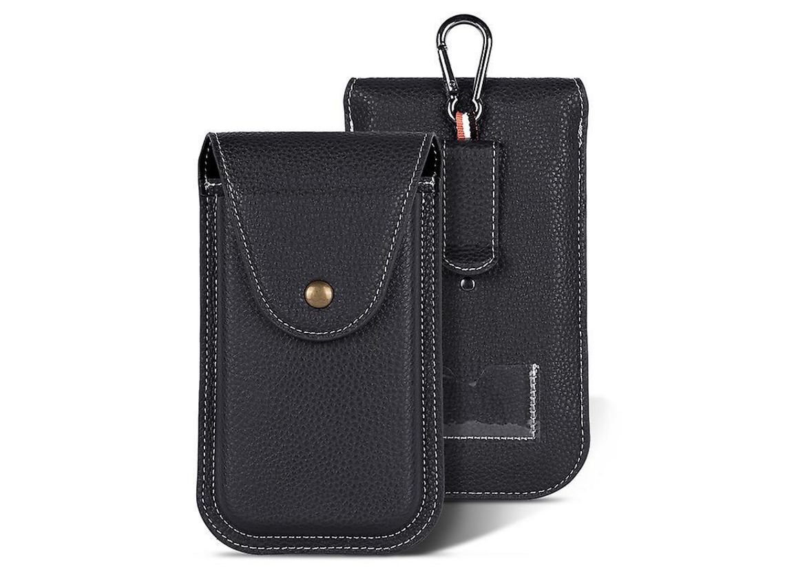 6.7 Inch Mobile Phone Waist Bag Vertical Pu Leather Belt Hanging Phone Storage Bagblack