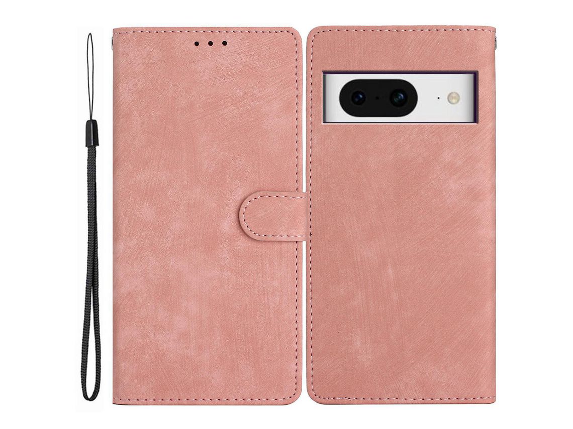 For Google Pixel 8 Solid Color Skin-Touch Stand Leather Wallet Cover Cell Phone Caserose Gold