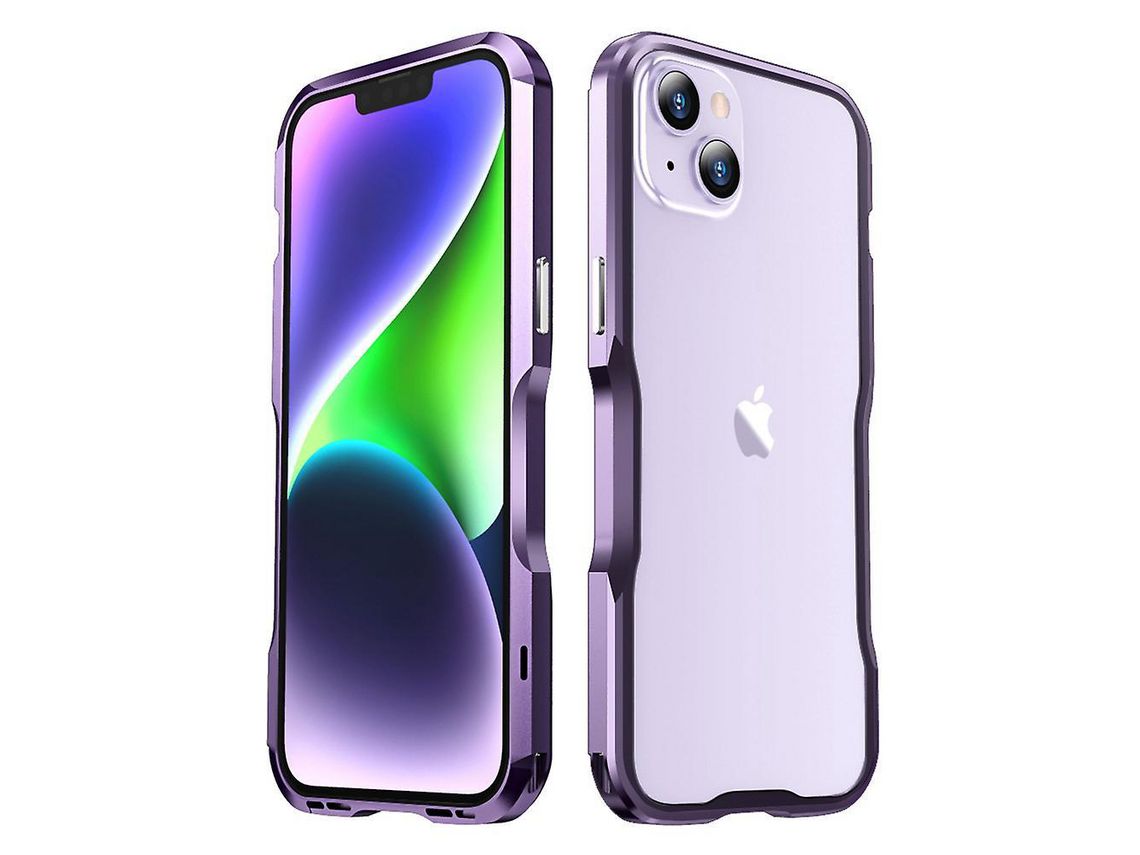 Luphie For Iphone 14 Plus Drop-Proof Frame Mobile Phone Metal Protective Bumper Casepurple