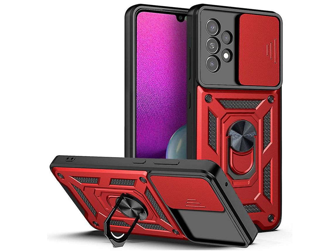 Hard Pc Soft Tpu Slide Lens Protection Scratch-Resistant Cover With Car Mount Kickstand For Samsung Galaxy A33 5Gred
