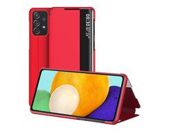 View Window Design Folio Flip Leather Shell For Samsung Galaxy A52 4G/5G / A52S 5Gred