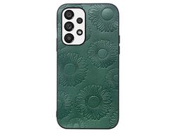 For Samsung Galaxy A33 5G Wear-Resistant Sunflower Pattern Imprinted Cover Pu Leather Coated Tpupc Mobile Phone Shellgreen