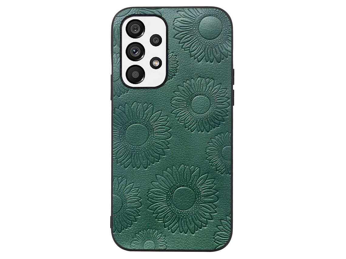 For Samsung Galaxy A33 5G Wear-Resistant Sunflower Pattern Imprinted Cover Pu Leather Coated Tpupc Mobile Phone Shellgreen