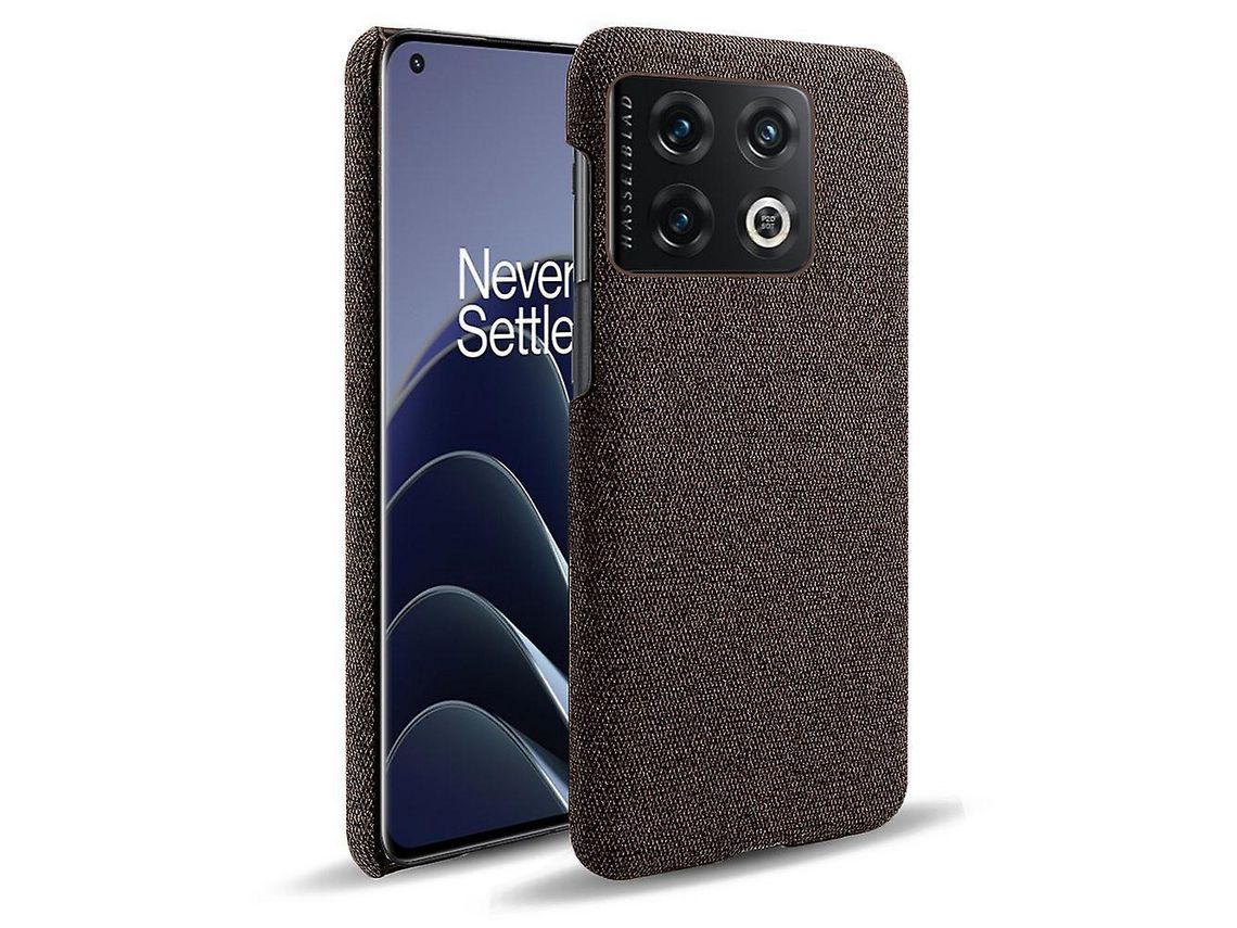 For Oneplus 10 Pro 5G Hard Pc Cloth Back Dual Protection Cover Cushion Anti-Scratch Shockproof Phone Casebrown
