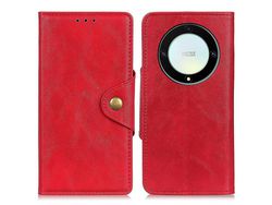 For Honor Magic 5 Lite 5G /X9A 5G / X40 5G Wallet Stand Phone Cover Pu Leather Brass Buckle Cell Phone Casered