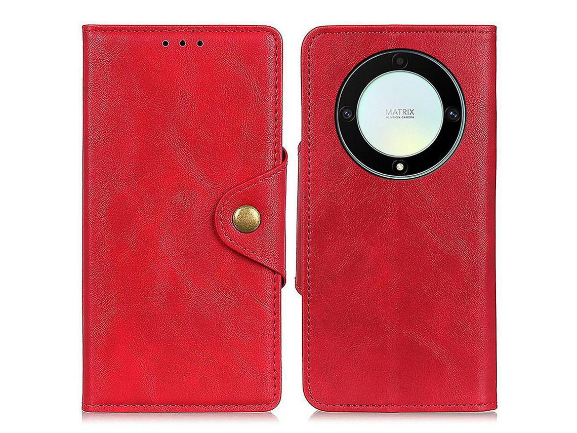 For Honor Magic 5 Lite 5G /X9A 5G / X40 5G Wallet Stand Phone Cover Pu Leather Brass Buckle Cell Phone Casered