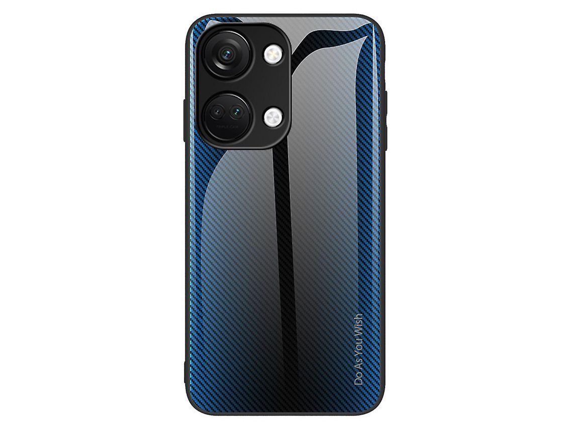 For Oneplus Ace 2V Carbon Fiber Texture Anti-Scratch Cover Tempered Glass Back Soft Frame Phone Casebaby Blue