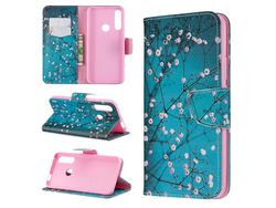 Pattern Printing Pu Leather Flip Stand Cell Phone Shell For Huawei P Smart Z Blue Butterfliestree With Flowers