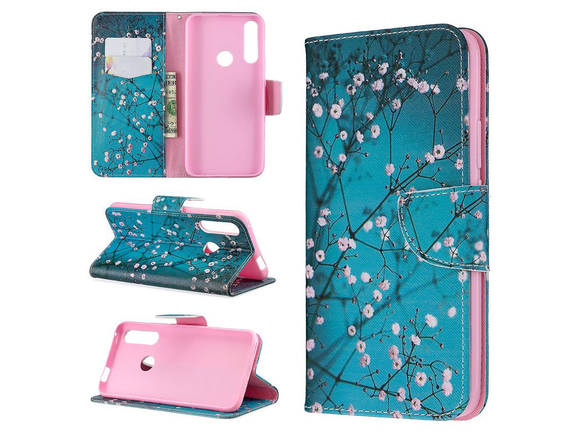 Pattern Printing Pu Leather Flip Stand Cell Phone Shell For Huawei P Smart Z Blue Butterfliestree With Flowers