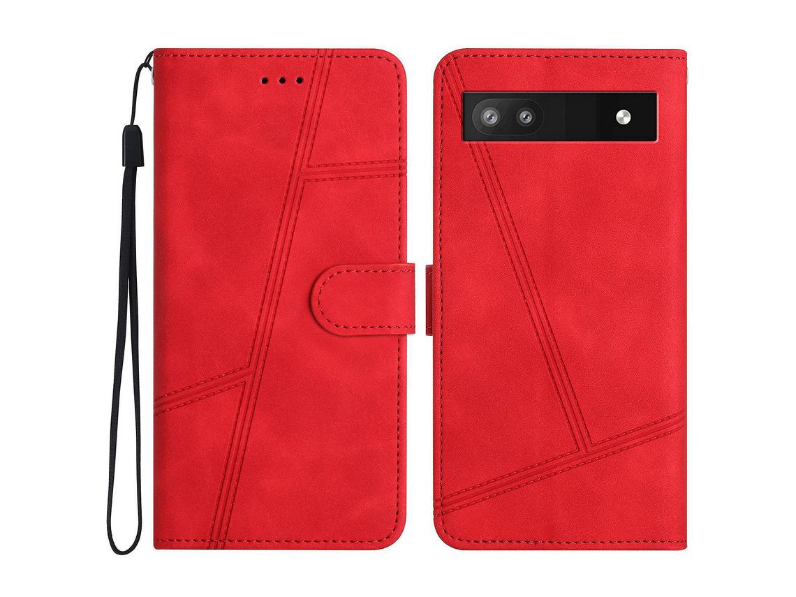 For Google Pixel 7A Anti-Drop Cover Imprinted Line Skin-Touch Pu Leather Phone Shell With Wallet Standred