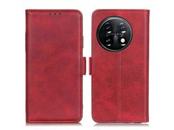 For Oneplus 11 5G Phone Cover Magnetic Wallet Foldable Stand Anti-Dust Cowhide Texture Pu Leather Casered