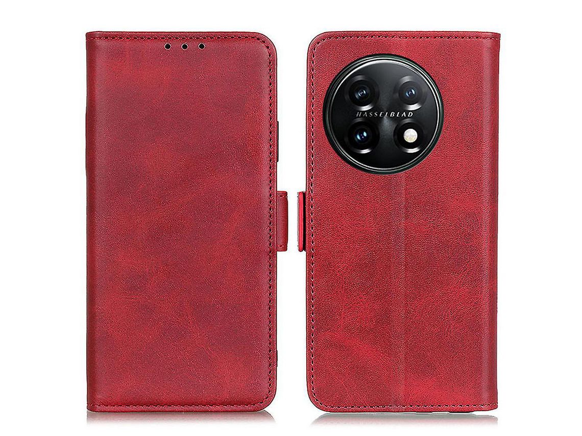 For Oneplus 11 5G Phone Cover Magnetic Wallet Foldable Stand Anti-Dust Cowhide Texture Pu Leather Casered